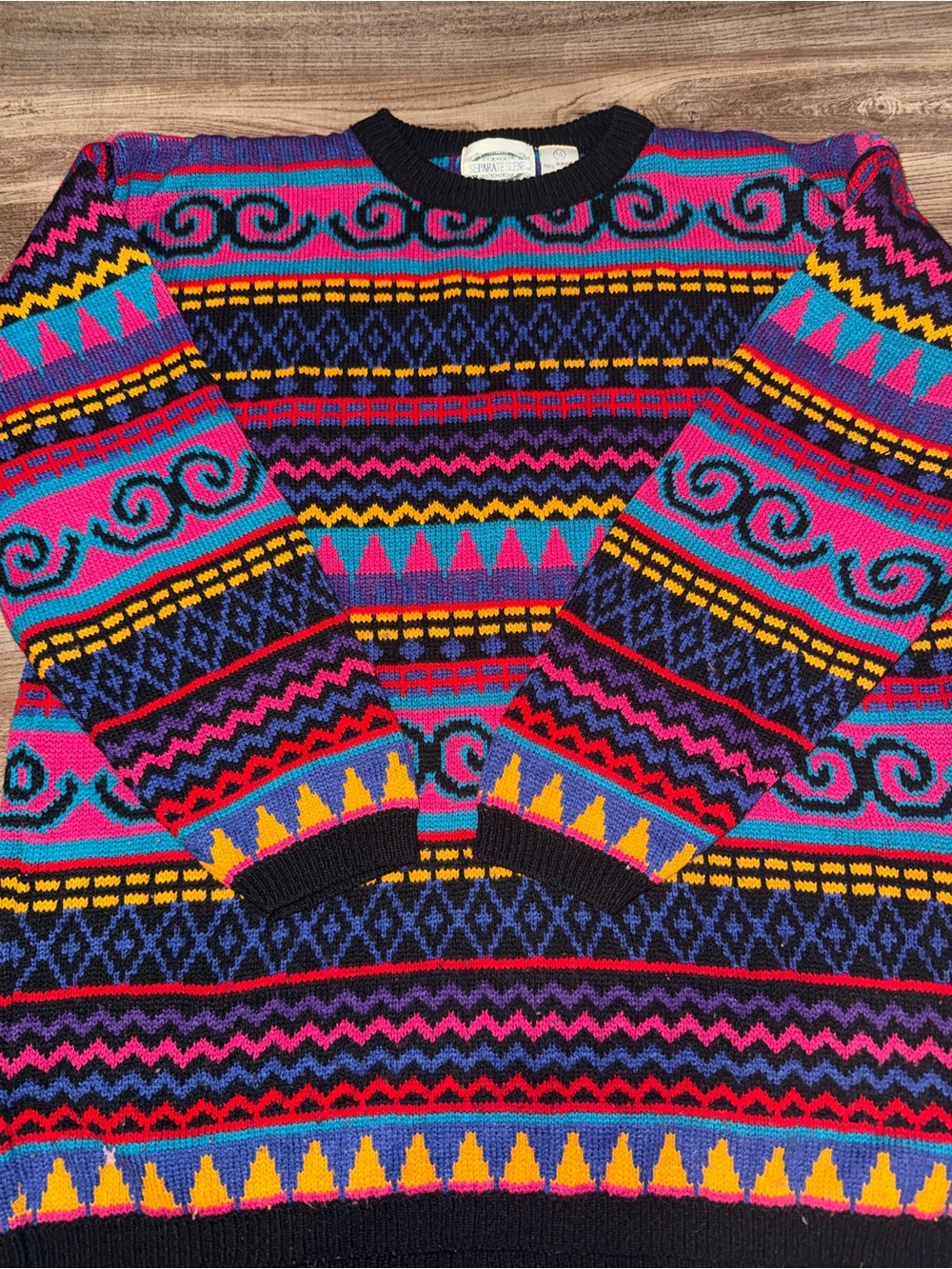 Vintage Multicolor Patterned Crewneck Sweater